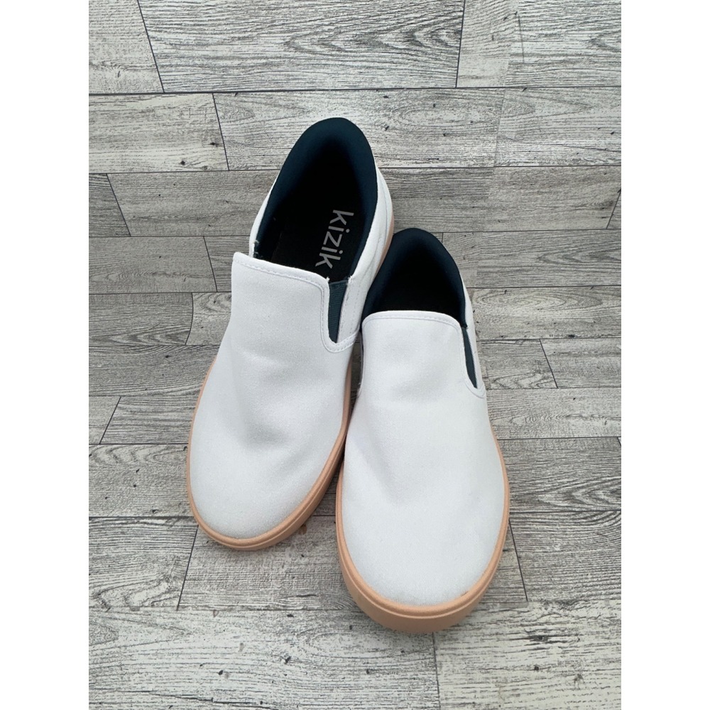 Kizik Venice White Gum Canvas Hands-Free Slip On Sneakers Mens 8 Womens 9.5